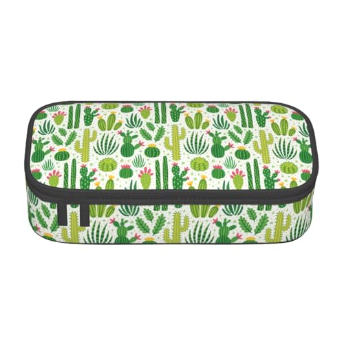Image of Desert Plant Green Cactus Large Pencil Case, Pencil Pouch With Zipper Compartments Stationery Pencil Bag For Kids Teens Students School Supplies