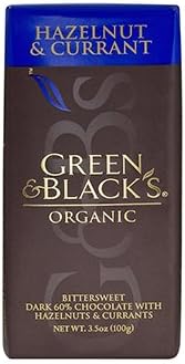 Green & Black's Organic Dark Chocolate with Currant and Hazelnut, 60% Cacoa, 3.5 Ounce Bars (Pack of 10)