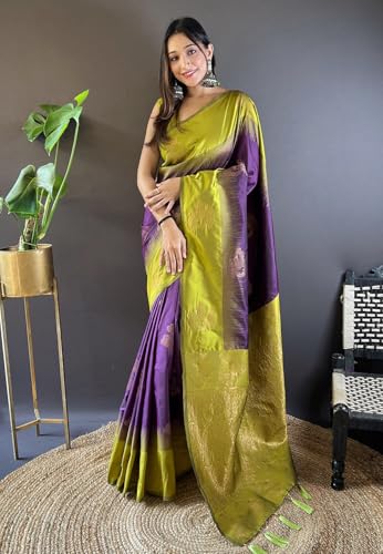 Image of SGF11- Women's Kanjivaram Woven Soft Silk Saree With Blouse Piece