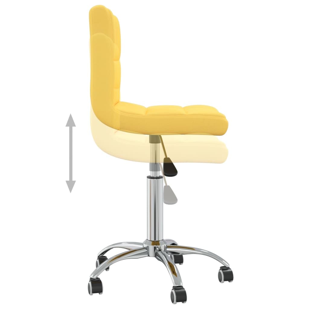 Bürostuhl, drehbar, verstellbar, Senfgelb, mit Gashebemechanismus und 360-Grad-Rollen, mit weichem Stoff bezogen und gepolstert, für ergonomischen Schreibtisch