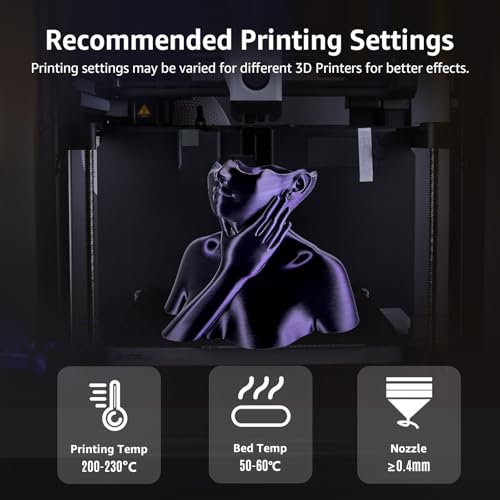 Image of Silk Dual Color PLA+ 3D Printer Filament 1.75mm, No Tangle Shiny Filament Net Weight 250g Spool (0.55lbs), 2-in-1 Silk PLA Pro Plus, Black + Purple