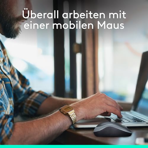 Logitech M185 Kabellose Maus, 2,4 GHz mit USB-Nano-Empfänger, 12 Monate Batterielaufzeit, 1000 DPI Optical Tracking, Für Links- und Rechtshänder, Kompatibel mit PC, Mac, Laptop - Grau – Bild 4
