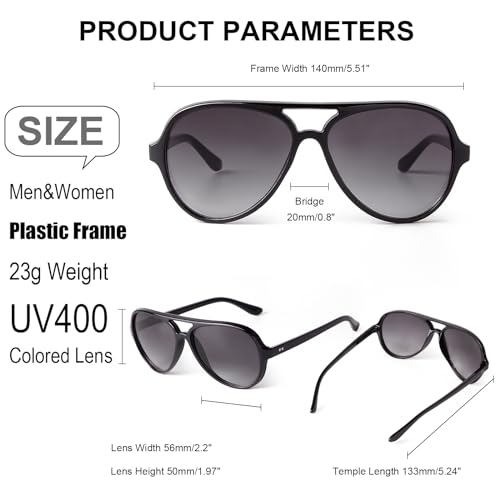 Retro Aviator Sunglasses for Women Men, Classic 70s Vintage Trendy Aviator Sun Glasses Womens Sunnies 5