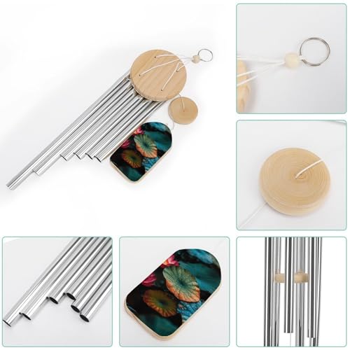 Carillon éolien coloré avec attrape-vent, cadeau idéal pour jardin - 4