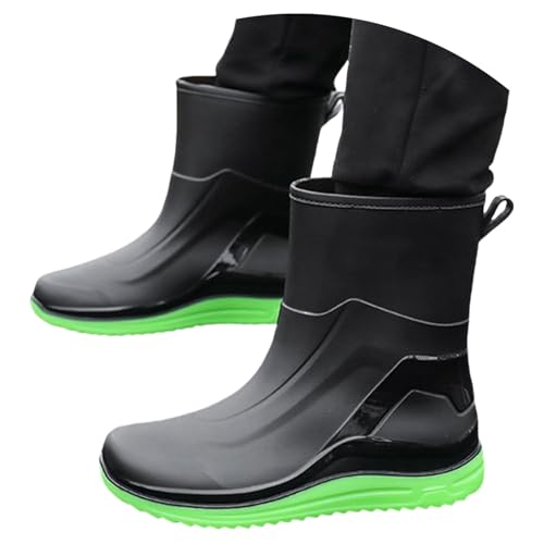 Richymfa Botas impermeables para hombre de goma acolchadas a prueba de viento, botines de pesca impermeables ligeros zapatos caminando casuales botines de pesca moda zapatos hombre anti lluvia cómodos