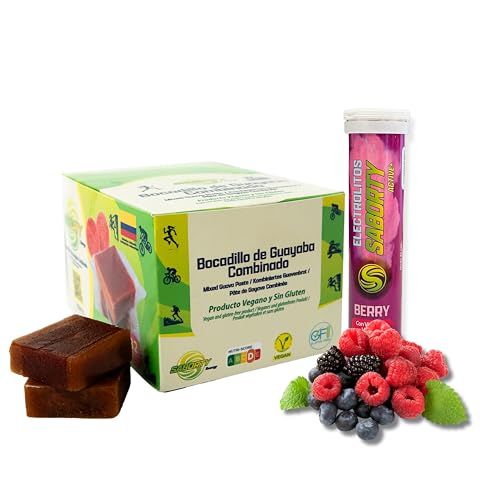Saborty Pack Bocadillo de Guayaba + Electrolitos | Barritas Energéticas Naturales | Energía + Sales Minerales | Ciclismo, Running, Trail (Guayaba Combinado + Berry)