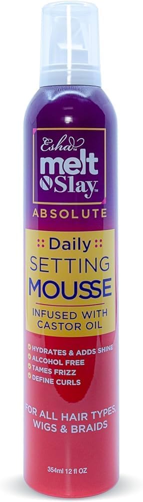 Melt N Slay Daily Setting Hair Mousse - Tame Frizz Flyaways - Style - Long Lasting Hold - Moisturize (12 Fl oz)