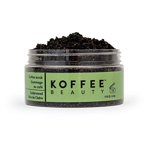 Koffee Beauty Cedarwood Coffee Scrub - Exfoliating Body And Face Scrub - Polish And Smooth Skin With Ease - Invigorate Senses With Cedarwood Fragrance Formula - For Naturally Radiant Skin - 4 Oz