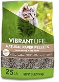 Vibrant Life Natural Paper Pellets Cat Litter, Unscented & 99% Dust-Free, Highly Absorbent Recycled Paper for Cats and Small Pets ~ Pack of 1. 25 lb Bag -