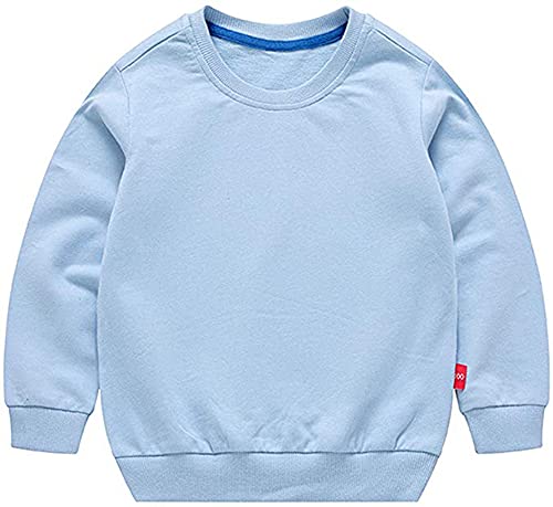 Image of HAXICO Unisex Kids Solid Cotton Thin Pullover Sweatshirt T-Shirt Toddler Baby Crewneck Long Sleeve Tshirts Tops Blouse