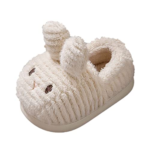 Fashion Cute Autumn And Winter Girls Boys Slippers Flat Soft Warm And Comfortable Solid Color Black (White, 9 Toddler)