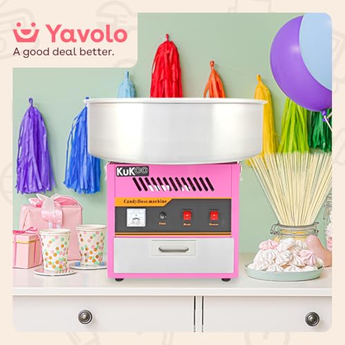 Candy Floss Machine Commercial KuKoo Making Machine with 500 Candy Floss Sticks Cotton Candy Maker Fun Party Cooking Snacks Bundle - Image 2