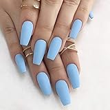 Tarmat Matte Ballerina Fake Nails Medium Coffin Press on Nails Full Cover Acrylic 24Pcs False nails...