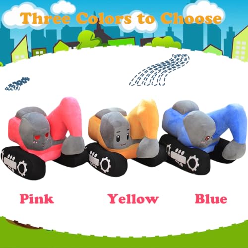 Image of ELAINREN Simulation Pink Excavator Plush Toy Cool Digger Stuffed Gifts for Girls Cartoon Construction Truck Plushie Car Gifts /26x23cm
