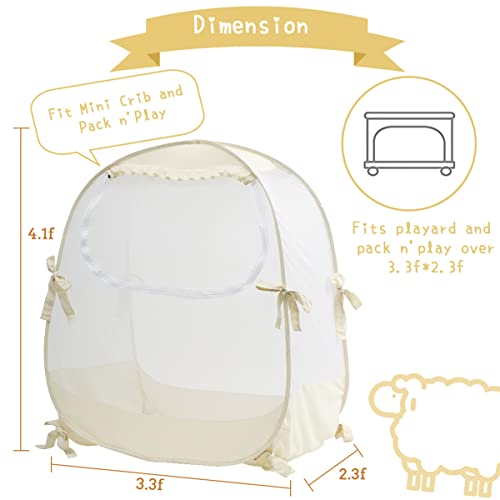 Image of L RUNNZER Pop Up Pack N Play Tent, Baby Net to Keep Toddler in, Mini Crib Canopy for Pack and Play, See Through, Breathable & Portable