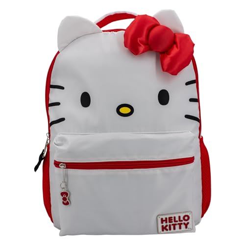 AI ACCESSORY INNOVATIONS Hello Kitty Backpack for Girls, Sanrio Kawaii Bookbag, 16 Inch Anime School Bag with 3D Features