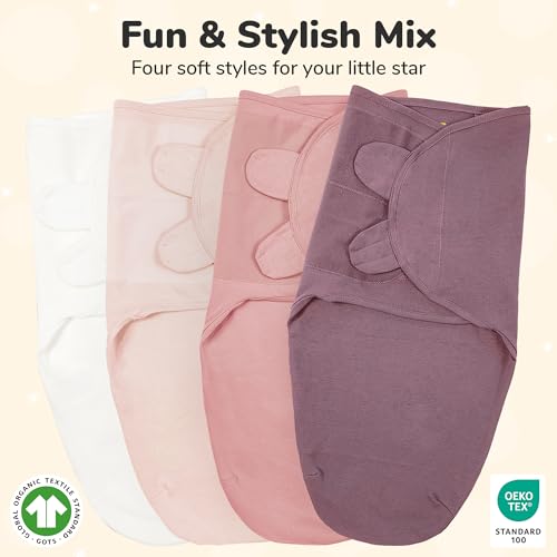 Image of Mama Cheetah Baby Swaddle Sack, Organic Cotton Swaddle Blanket, Adjustable Swaddling Sleep Sacks, Easy Swaddles for Boy Girl 3-6 Months, Baby Essentials, 4-Pack
