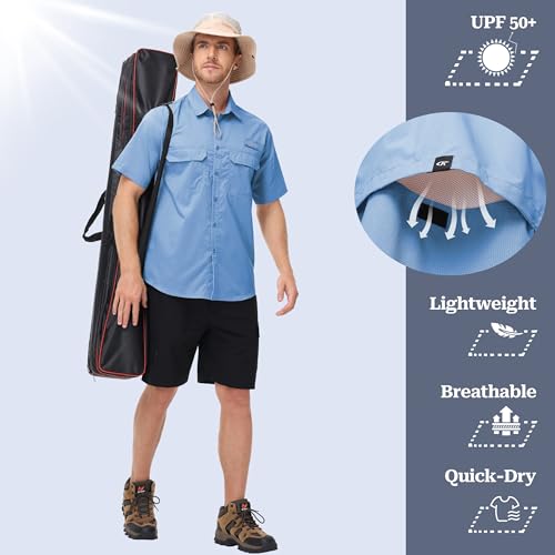 Satankud Fishing Shirts for Men Short Sleeve Sun Protection Cooling Hiking Shirt for Travel Safari Camping Work2