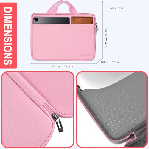 Image of Hseok Laptop Case 13.3-14 Inch Sleeve,TSA Shockproof Computer Handbag,Compatible with MacBook Neo /Pro 14 M5 /M4 /M3 /M2 /M1,All Models 13.3 inch MacBook Air /Pro,XPS 13 /14,Most 13-14 Notebooks,Pink