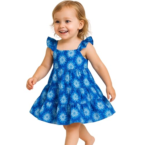 Image of TotzTouch Baby Girls Gathered Floral Printed Dress