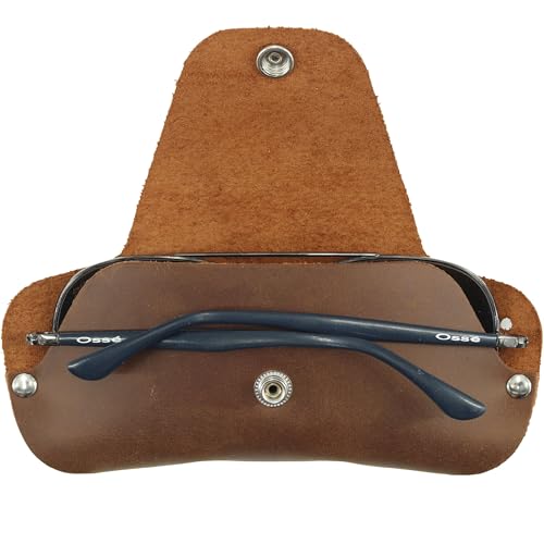 Image of Toprank Leather Eyeglass Case - Handmade Slim Sunglasses Holder, Genuine and Universal Fit for Men and Women