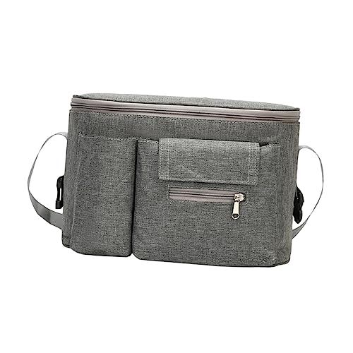 Kisangel Multi-functional Grey Stroller Diaper Bag Nappy Container Tissue Bottle Holder Portable Mummy Bag for Toys Household Storage for All Stroller Types