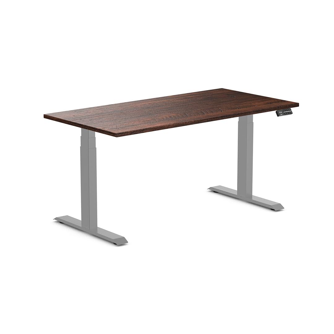Desky Dual Softwood Sit Stand Desk American Pine 60" Gray