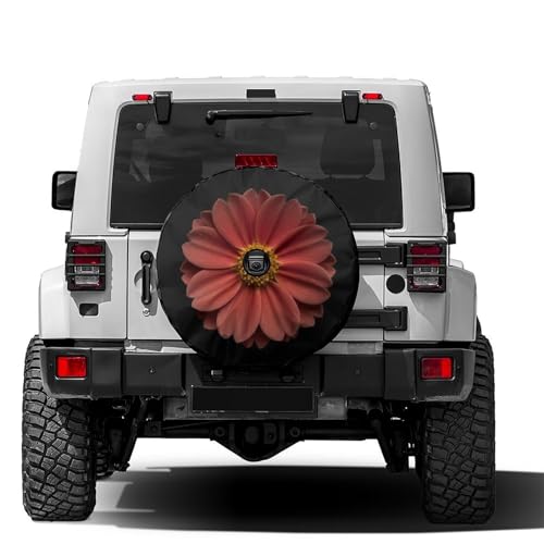 Image of Delerain Spare Tire Cover with Backup Camera Hole Dark Red Flower Primula Wheel Covers Sun Protection Waterproof for Truck RV Trailer SUV and Many Vehicle (14 Inch for Diameter 23 inch-27 inch)