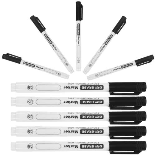 Rotuladores para pizarra blanca recargables de plastico negro y punta suave pack de 10
