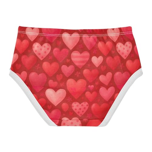 Joisal Cotton Girls Underwear Toddler Cute Red Hearts Valentine Panties Little Girl Funny Kids Undies Briefs 2t2
