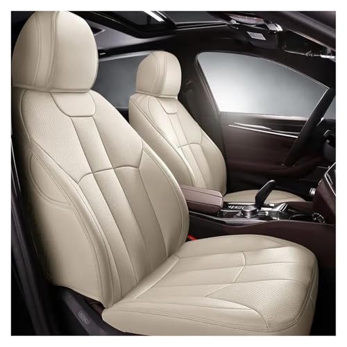 Fundas Asientos Coche Fundas De Cuero Lujo Para Asientos Coche 5 Plazas Con Cobertura Total 360° Para Peugeot 5008 2019-2021 Accesorios Interiores(Beige)
