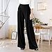 Dress Pants Women Fashion Lounge Professional Elastic Waist Wide Leg Work Pants Trendy Casual Flowy Business Office Work Plus Size Palazzo Trousers with Pockets Pleated Comfy Womens Trousers Black 4XL