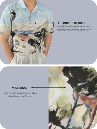 Image of GRECIILOOKS Men's Half Sleeve Rayon Shirt, Stylish Printed & Solid Slim Fit Casual Formal Shirt for Men, Regular Fit Trendy Party & Office Wear