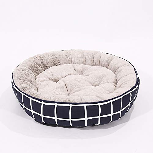 Huichao Cama Redonda para Perros, Cama de Lujo para Perros de Gama Alta, Rayas Azules y Blancas, pequeña, Mediana, Grande,M