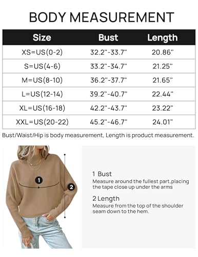 Zesica Women'S 2024 Fall Turtleneck Batwing Long Sleeve Ribbed Knit Casual Soft Pullover Sweater Jumper Top,Camel,Large thumb #4