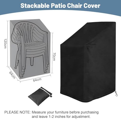 Votoko 2 Pièces Housse Chaise Jardin, Oxford Housse De Protection pour Chaises ImperméAble, Coupe-Vent, Anti-UV Housses Fauteuil Jardin - 64x64x70/121 cm – vue 5