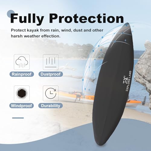 image for Explore Land Waterproof Kayak Cover - Fade Resistiant 600D Heavy Duty 