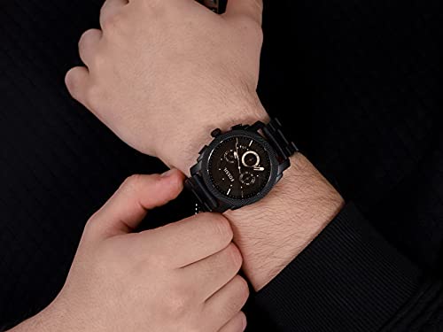 Fossil Machine uhr f&uuml;r Herren, Chronographenwerk mit Edelstahl- oder Lederarmband, Roségoldton und Schwarz, 42MM