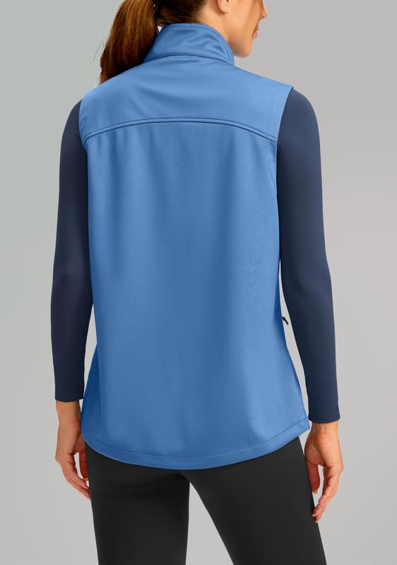Chaleco para mujer softshell transpirable con bolsillos con cremallera y cuello alto 3