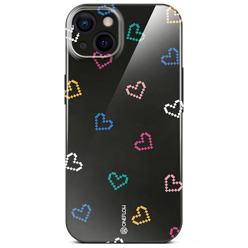 Coque iPhone 13 finition cœurs rétro noir protection caméra incluse