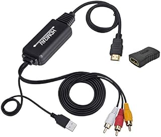 HDMI to RCA Cable, HDMI to RCA Converter Adapter Cable, 1080P HDMI to AV 3RCA CVBs Composite Video Audio Supports for Amazon Fire Stick, Roku, Chromecast, PC, Laptop, Xbox, HDTV, DVD