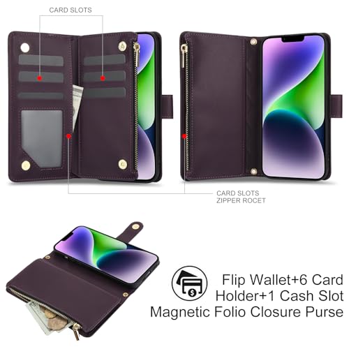 Coque iPhone 14 Plus zippée Asuwish pour ne plus perdre vos cartes