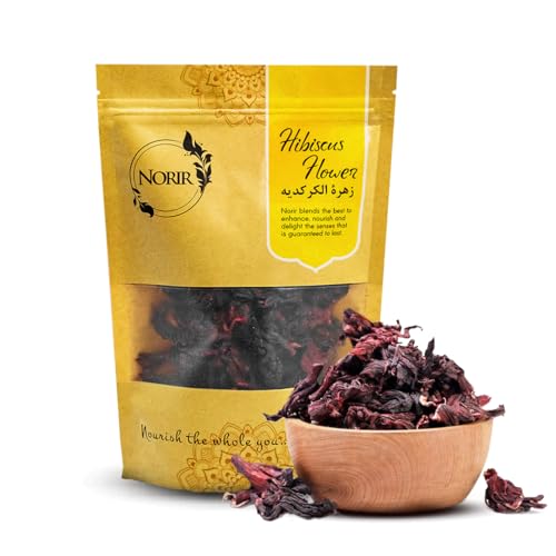Norir 100% Natural, Sun-Dried Hibiscus Flower 75g | Pure & Raw | Herbal Tea,Supports Blood Pressure, Skin Glow, Menstrual Pain Relief, and Immunity