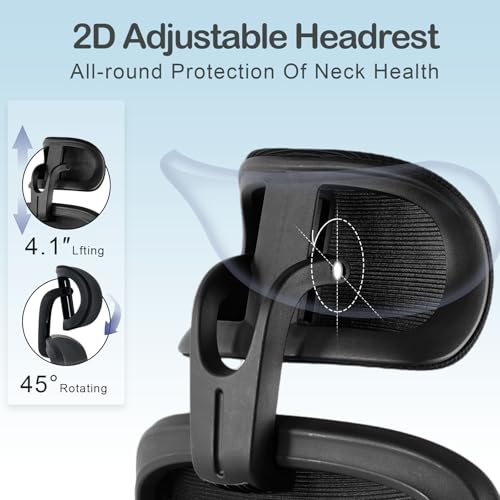 Ergonomic High Back Office Chair with Tilt-Lock and Auto Lumbar Support, Adjustable Headrest, Black