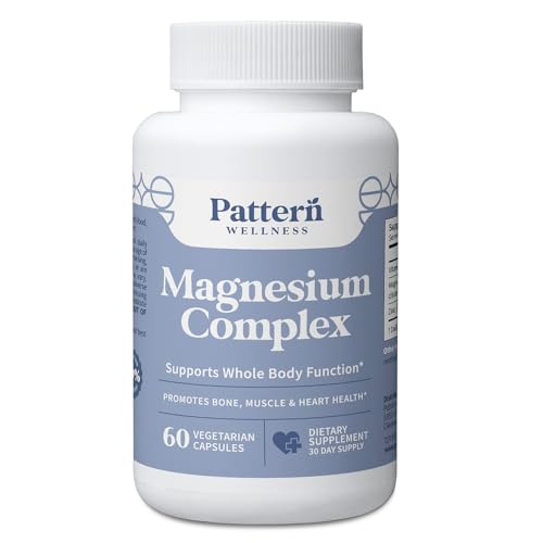 Pattern Wellness Magnesium Complex – Supports Muscle, Bone & Relaxation Health – with Zinc & Vitamin D – Daily Support Formula – 60 Vegan Capsules