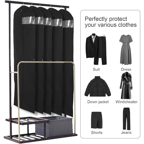 Long Dress Bags Covers Garment Storage bags with Zip Wedding Dust Cover Foldable Washable Clear Lightweight Garment Bags for Travel Weddings Suits and Dresses (black) - Image 5