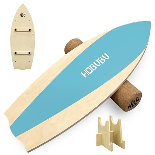 Balance Board-Trainer, Holz-Balance-Board mit Korkwalze, Holz-Trainer-Board für Anfänger und Experten, Indoor-Surfbrett, Verbesserte Stabilität und Kernmuskeln, Blau Balance Board-Trainer, Holz-Balance-Board mit Korkwalze, Holz-Trainer-Board für Anfänger und Experten, Indoor-Surfbrett, Verbesserte Stabilität und Kernmuskeln, Blau