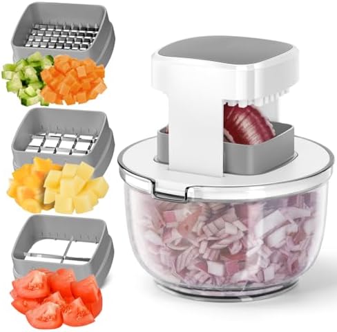 Vegetable Chopper Bowel Multi-functional 3 Interchangeable Blades...