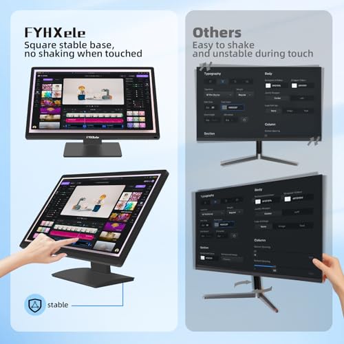 Image of FYHXele 24 Inch Touchscreen Monitor, IPS FHD 1080P Touch PC Display, 100Hz, LED Backlit Multi-Touch Monitor, VESA, HDMI & VGA & USB Computer Touch Screen for Gaming, Business, Warehouse, Bar, Gym