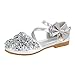 Chaussure Baby Bébé Fille Princesse Chaussures Infantile Cristal Bowknot Filles Enfants Unique Perle Bling Bébé Sandales Bébé Chaussures Mode Respirant Légère Chaussures De (Silver, 10.5-11Years)